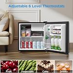 Midea WHS-65LB1 Mini Fridge, 1.6 Cu.ft Energy Star Certified Mini Refrigerator, Adjustable Thermostat, Reversible Door, Low Noise for Dorm, Office, Bedroom, Black