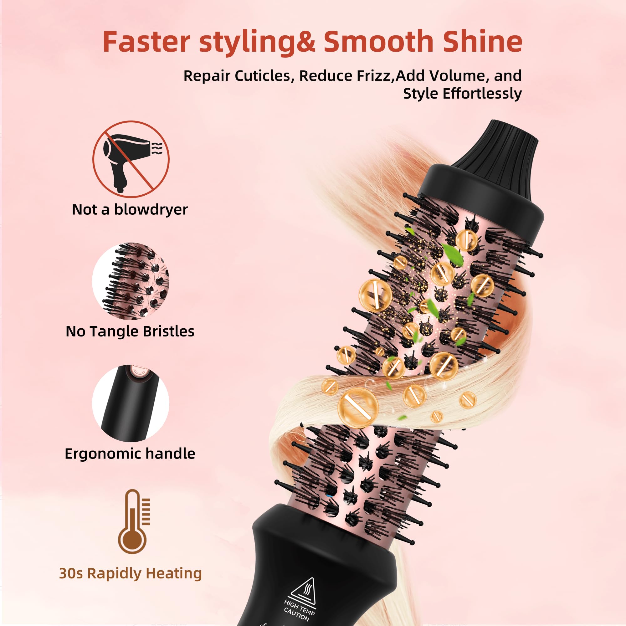 UKLISS Szczotka termiczna 32 mm, Thermal Brush wyświetlacz LCD [160-200°C], profesjonalna szczotka termoaktywna, podwójna szczotka do podróży, do stylizacji włosów – grzebień, kręcona, gładka (czarny