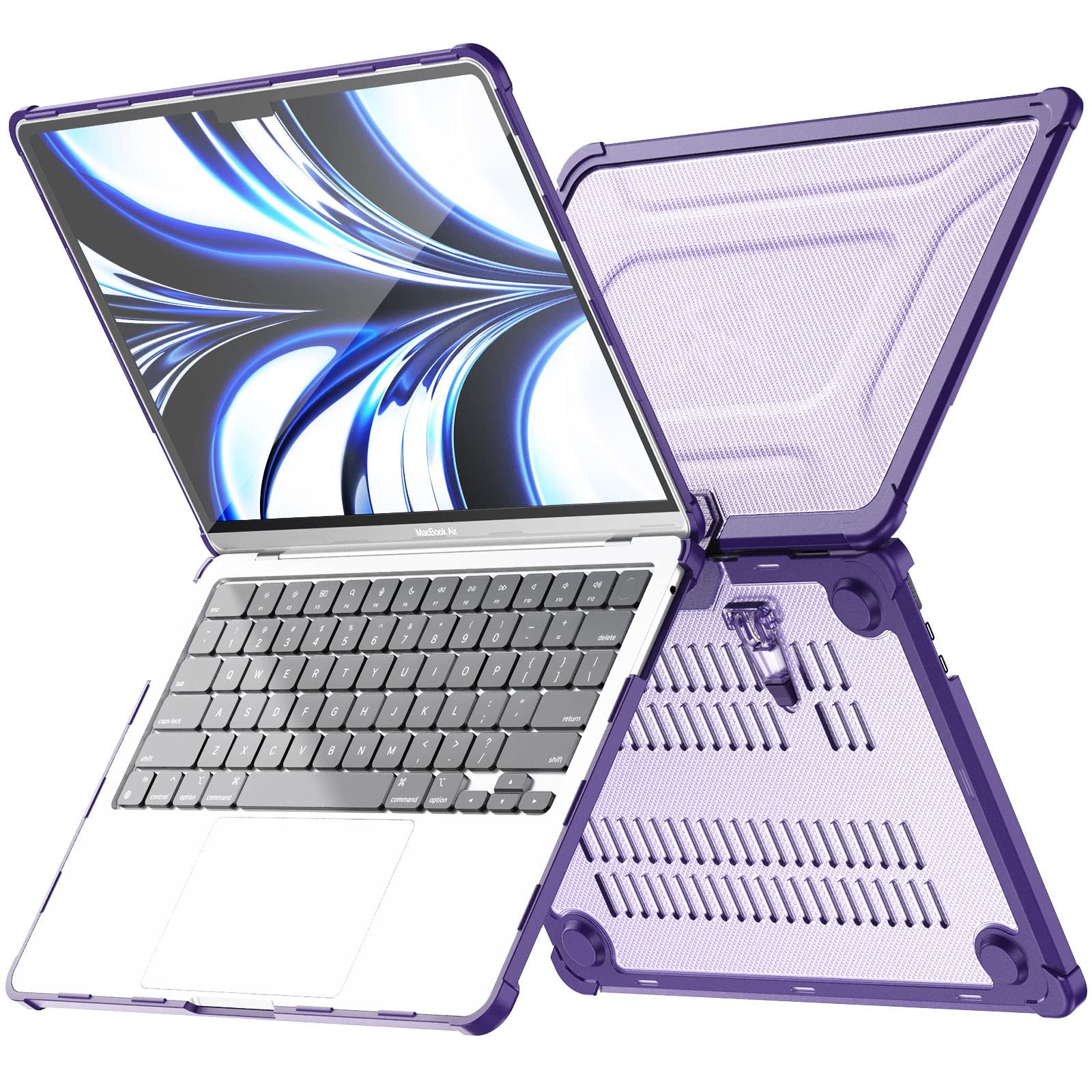 Funda MacBook Air M2 A2681 que evita arañazos carcasa robusta morada con soporte 8