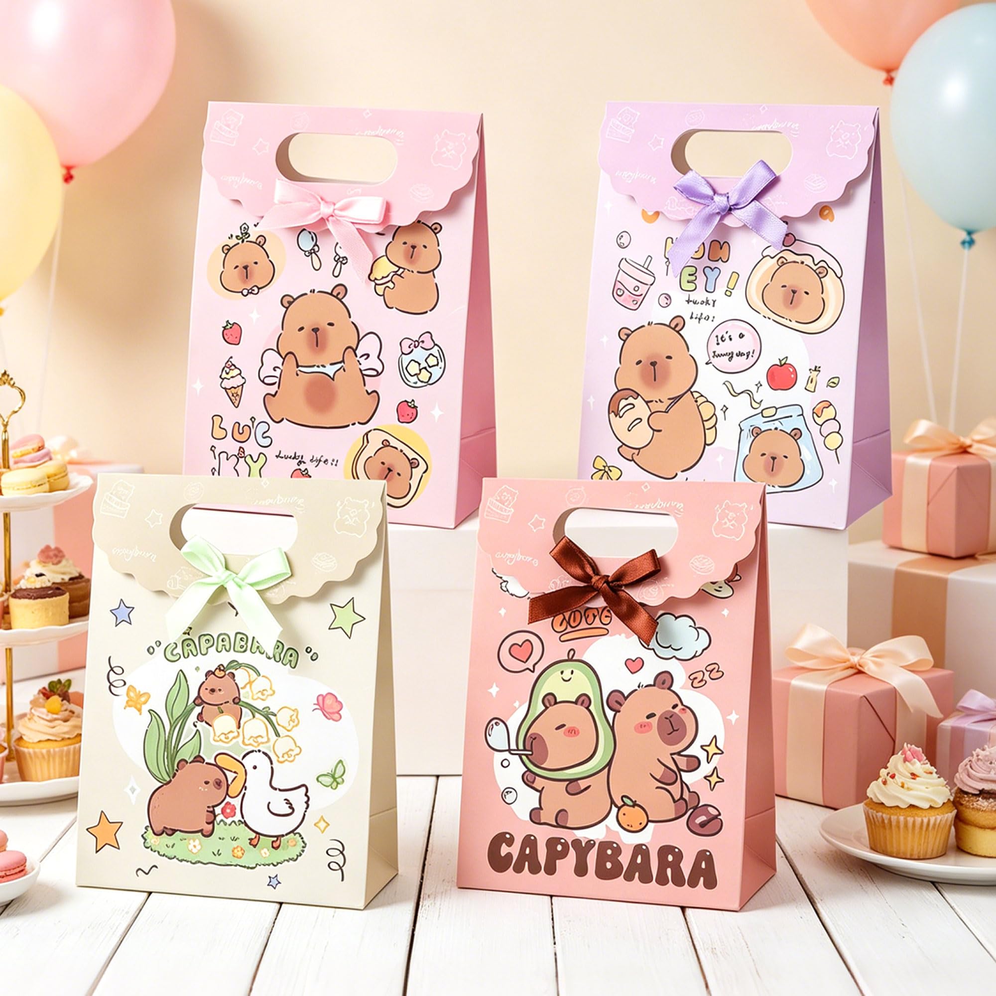 Thirty and Thirsty 12 PCS Capybara Party Favor Boxes Popcorn Boxes Candy Goodies Treats Bags Capybara Party Supplies for Birthday Baby Shower Party