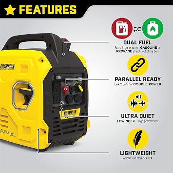 Champion Power Equipment 2500-Watt Ultralight Portable Dual Fuel Inverter Generator