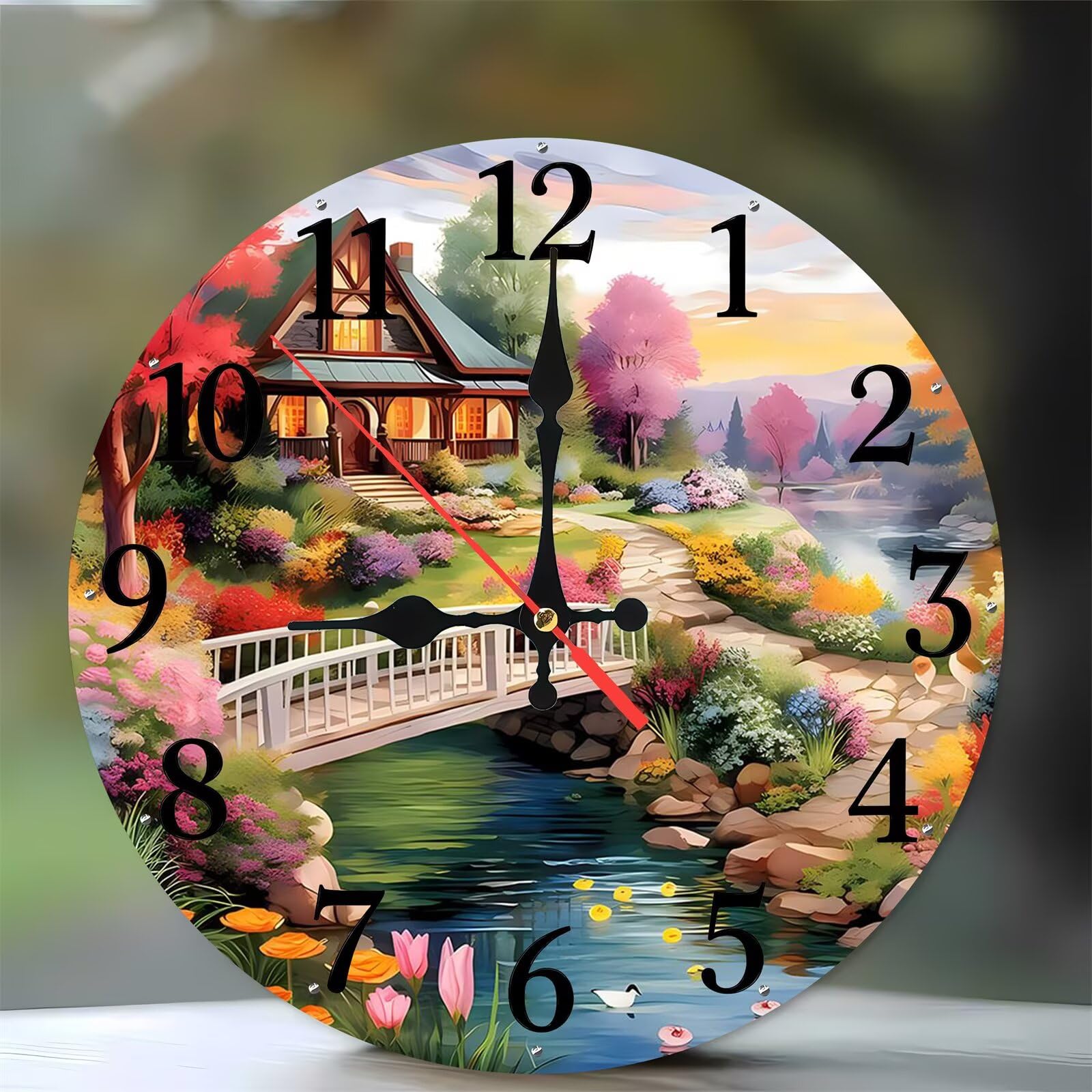 Horloge murale silencieuse bois chalet pour supprimer le bruit
