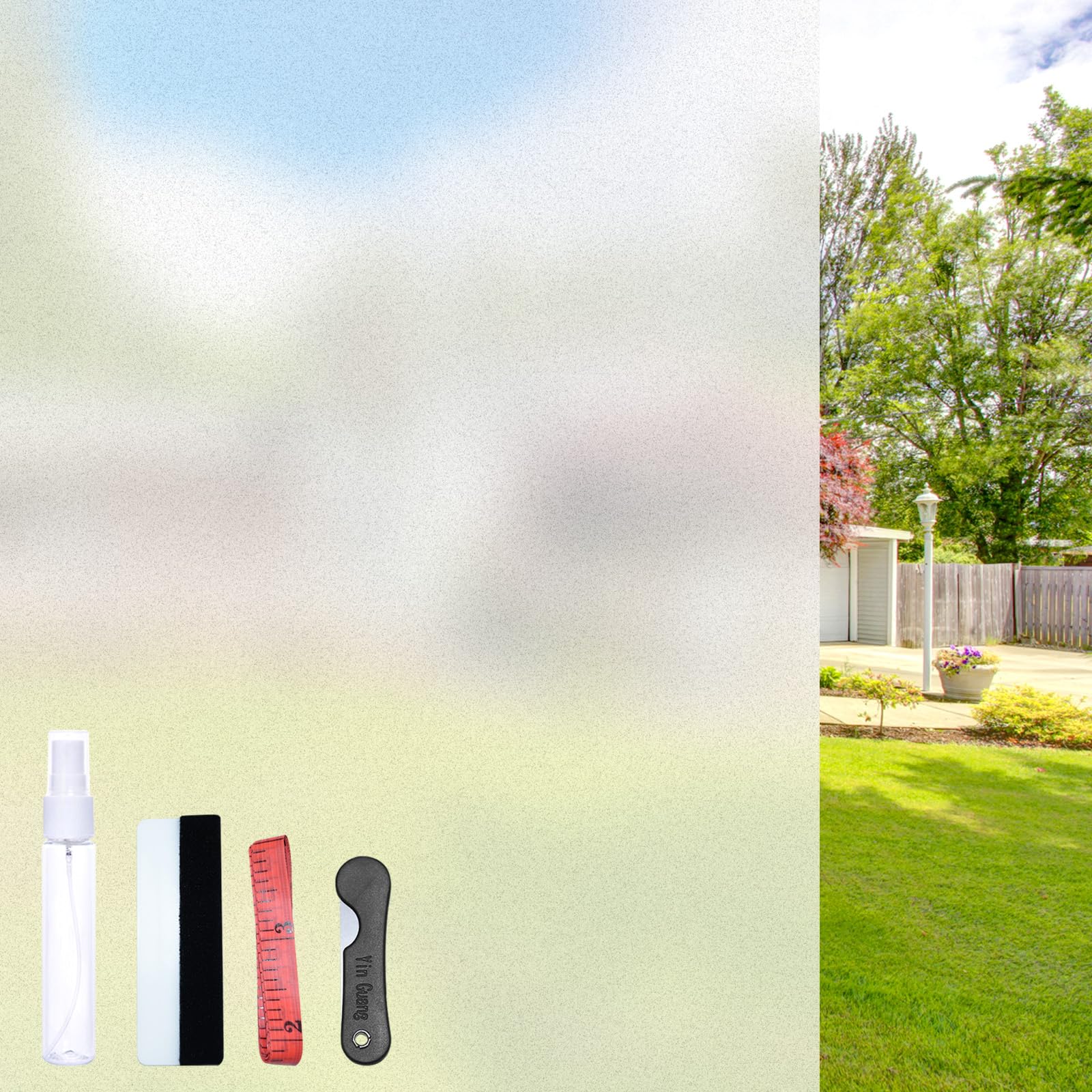 Window Film, Window Privacy Film with Free Installation Tools, Frosted Glass Static Cling Window Film Sun Blocking Decorative Window Frosting Tint for