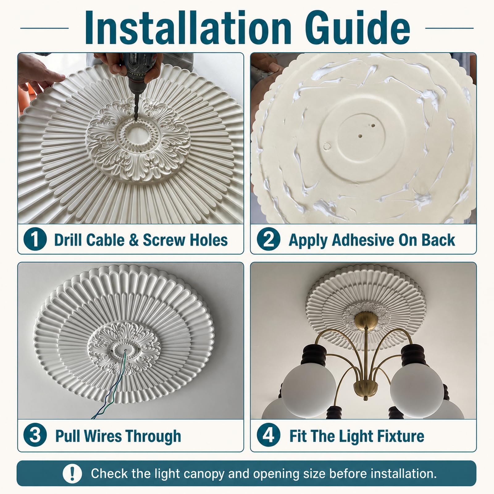Rosone Lampadario Soffitto,Piastra Rotonda per Ventilatore A Soffitto, | Leggero,Stile Europeo,Piastra Copertura Decorativa, Rosone Decorativo per Soffitto, per lampadari,ventilatori a soffitto