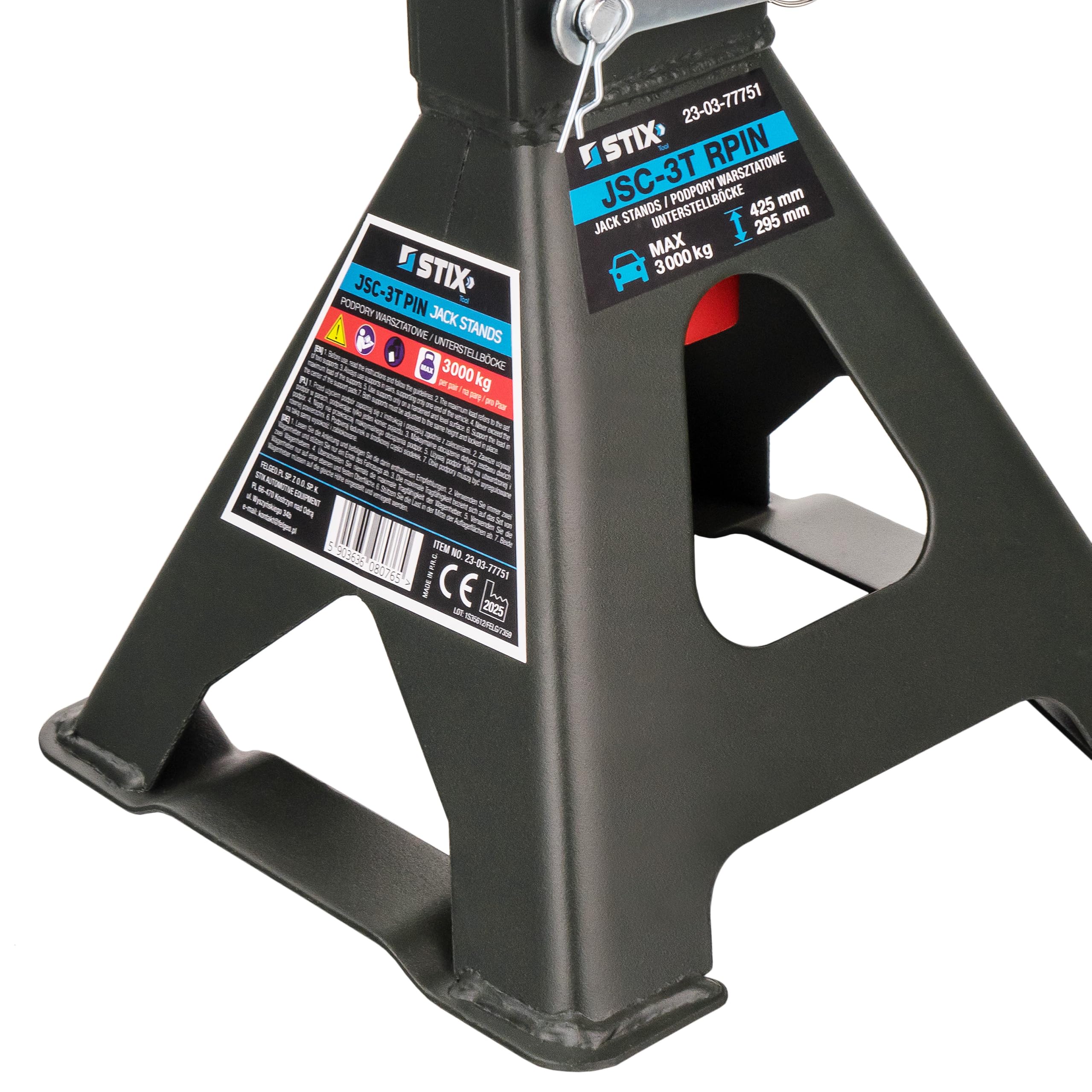 4X Caballetes de apoyo 3T con pinza de seguridad - 4 piezas de gato elevador de pie - Altura ajustable de 275-430 mm - con soporte de goma y doble bloqueo para coches y vehículos