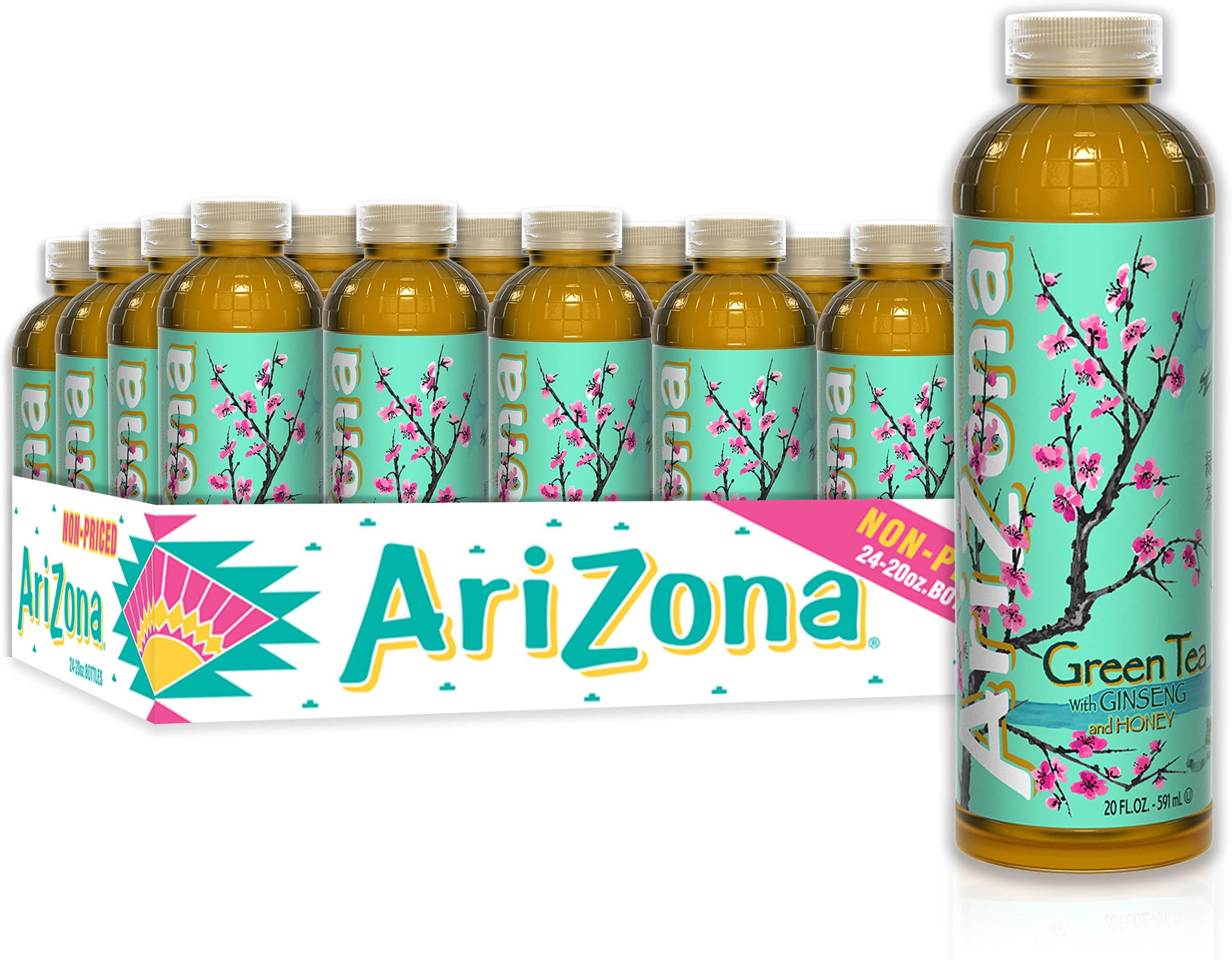 AriZona Green Tea with Ginseng and Honey, 20 Fl Oz (Pack of 24)
