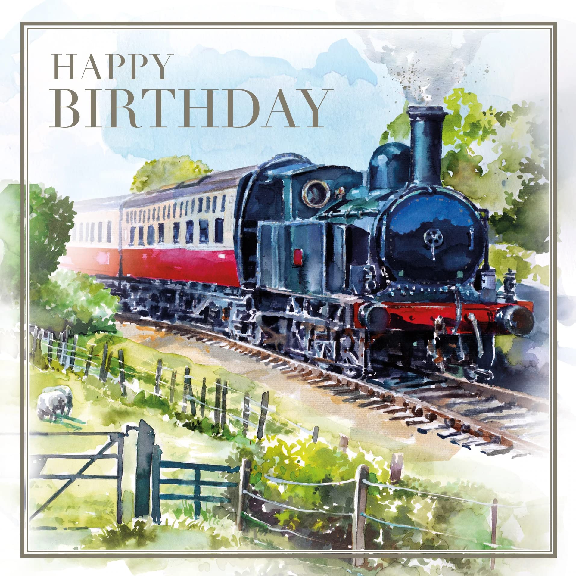 Cherry Orchard Male Happy Birthday Card - Steam Train : Amazon.co.uk ...