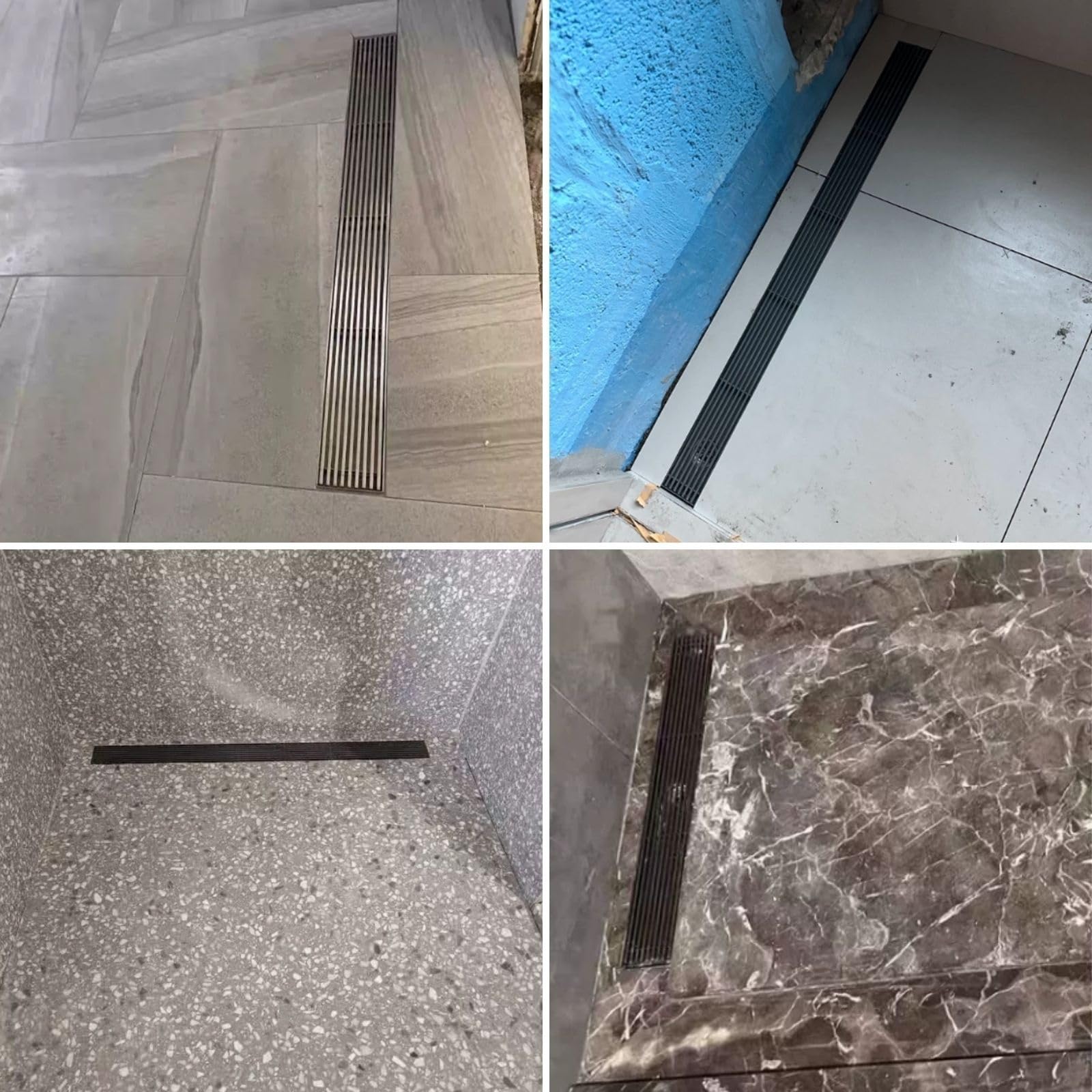 8cm de Ancho Gris Desagüe de Suelo Antiolor para Baño de Acero Inoxidable 304 Diseño Hueco Fácil Instalación con Núcleo de Ducha Antibloqueo de Gran Capacidad(8 * 120cm)