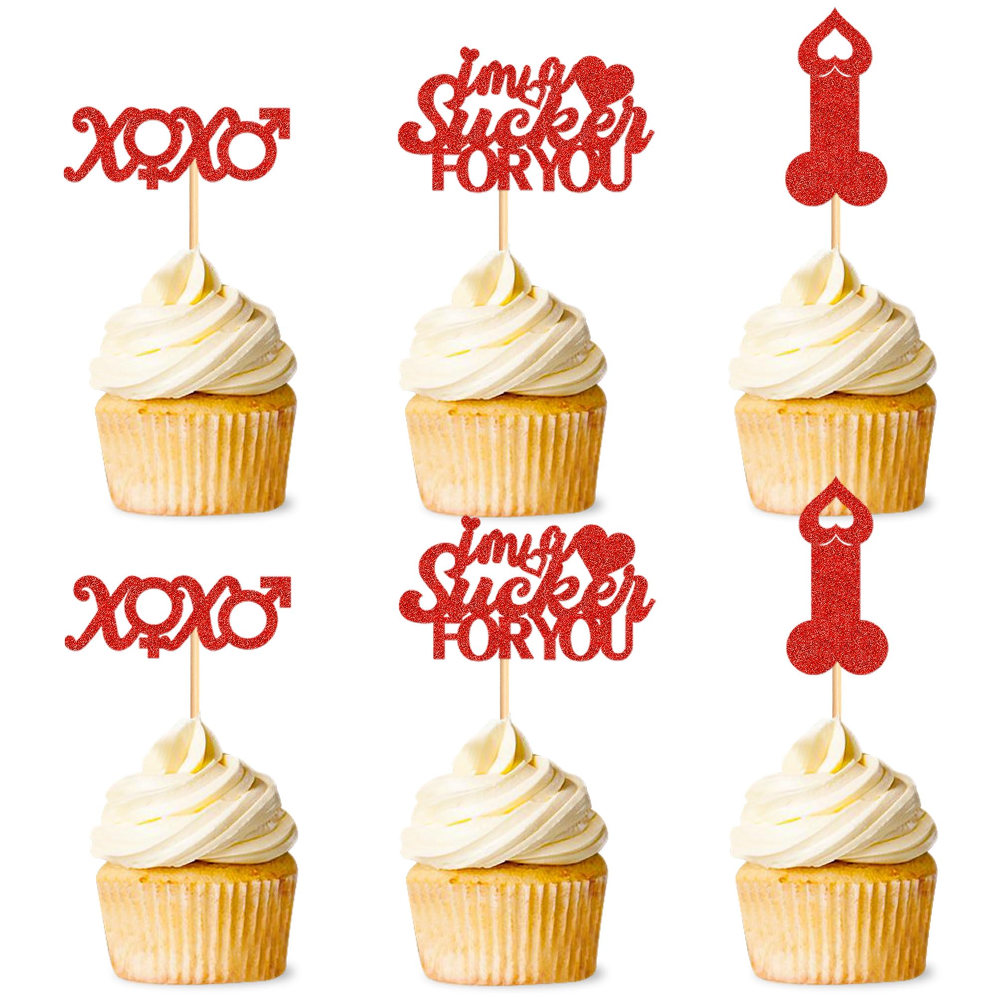 Blumomon 24 Pack Im a Sucker for You Cupcake Toppers Valentines Day Be Mine Cupcake Toppers Valentines Day Cake Picks for Valentines Day Wedding Party Cake Decorations Supplies