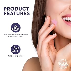 LivaClean 720 CT (3 Pack of 240) Superstar Pimple Patch for Face - Salicylic Acid & Tea Tree, Hydrocolloid Acne Patch, Pimple Patches Star Cute Zit Patches - 3 Sizes