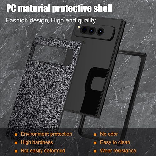 Miniatura 3 de Funda para Google Pixel Fold, funda de cuero premium para teléfono con diseño retro para Google Pixel Fold 5G (negro)