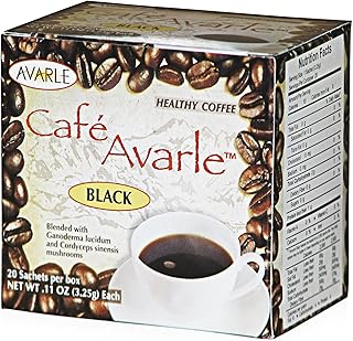 Cafe Avarle Healthy Black Coffee with Ganoderma & Cordyceps - 20 sachets