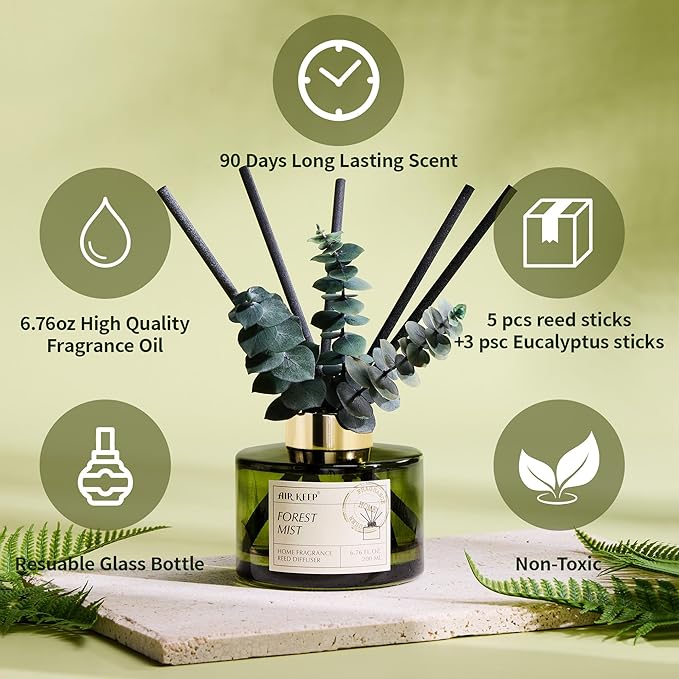 Reed Diffuser Set con 6.76 fl oz de Aroma Forest Mist y accesorios miniatura 3
