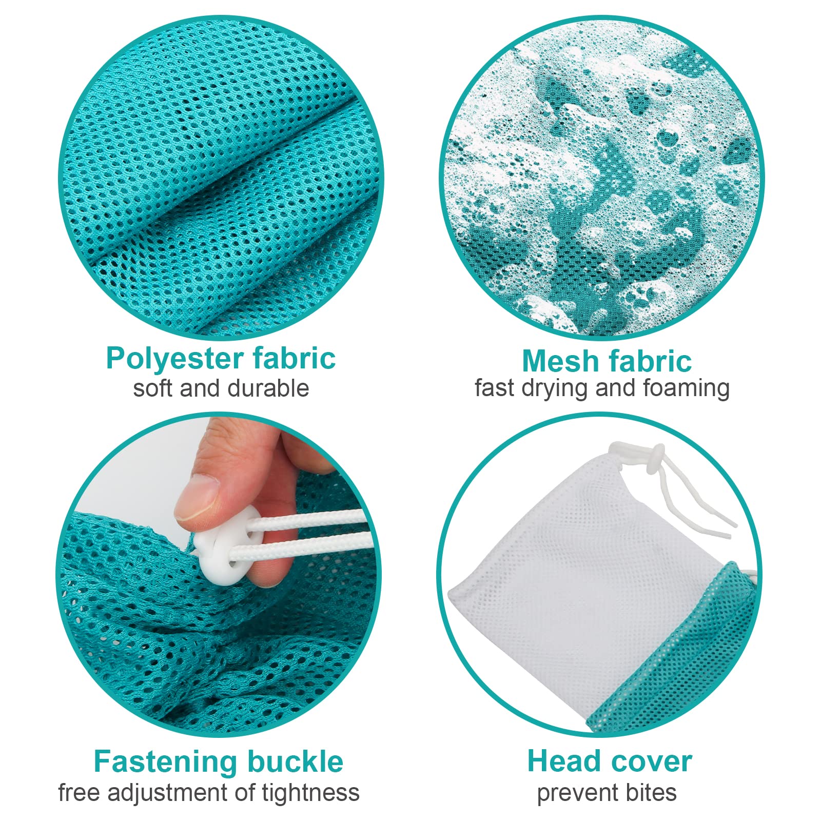 Breathable Mesh Shower Bag - Anti Scratch Adjustable Grooming for Nail Trimming, Bathing - Polyester Soft Cat Washing (White-Green)