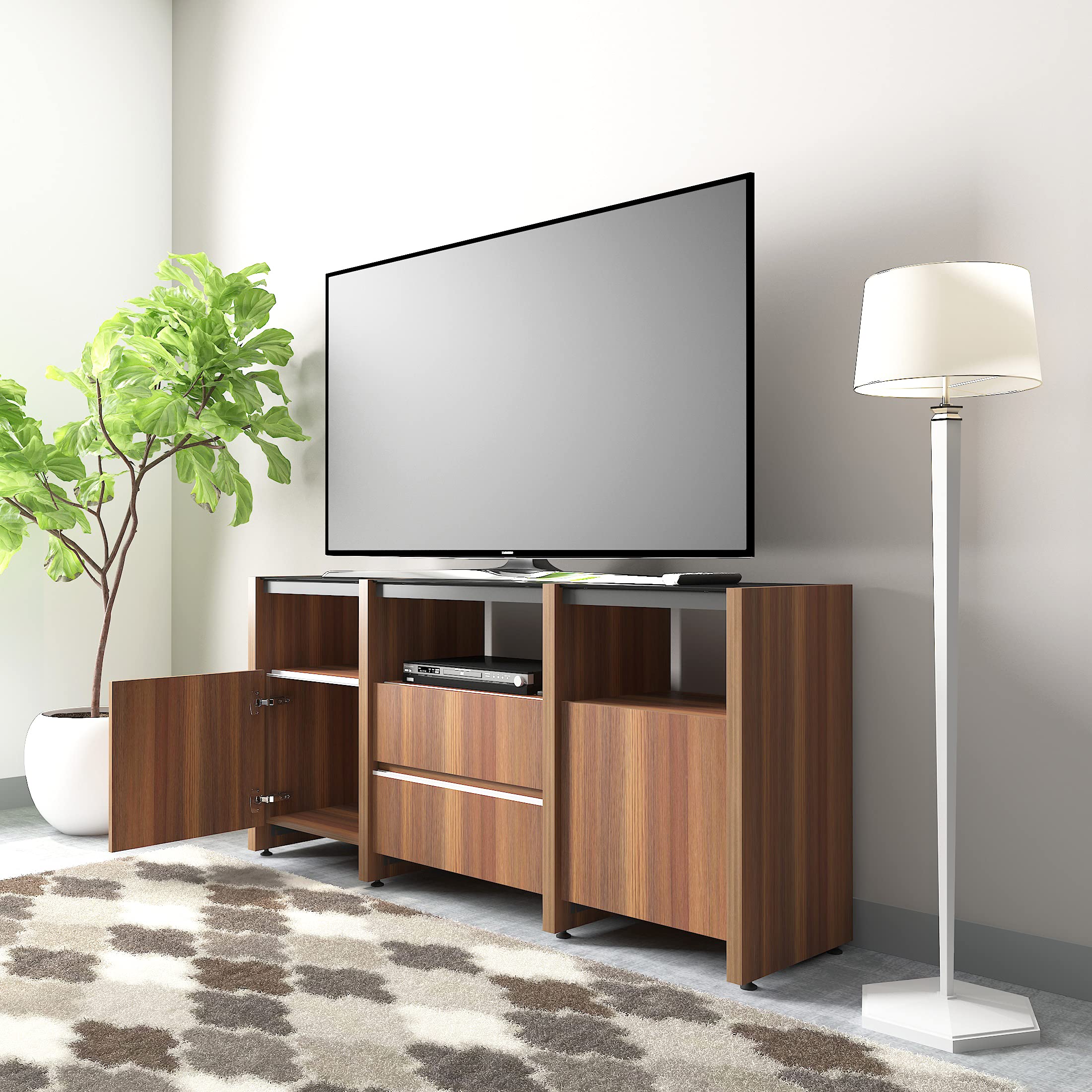 Studio Kook Harmony Global Engineered Wood TV Entertainment Unit (Walnut)