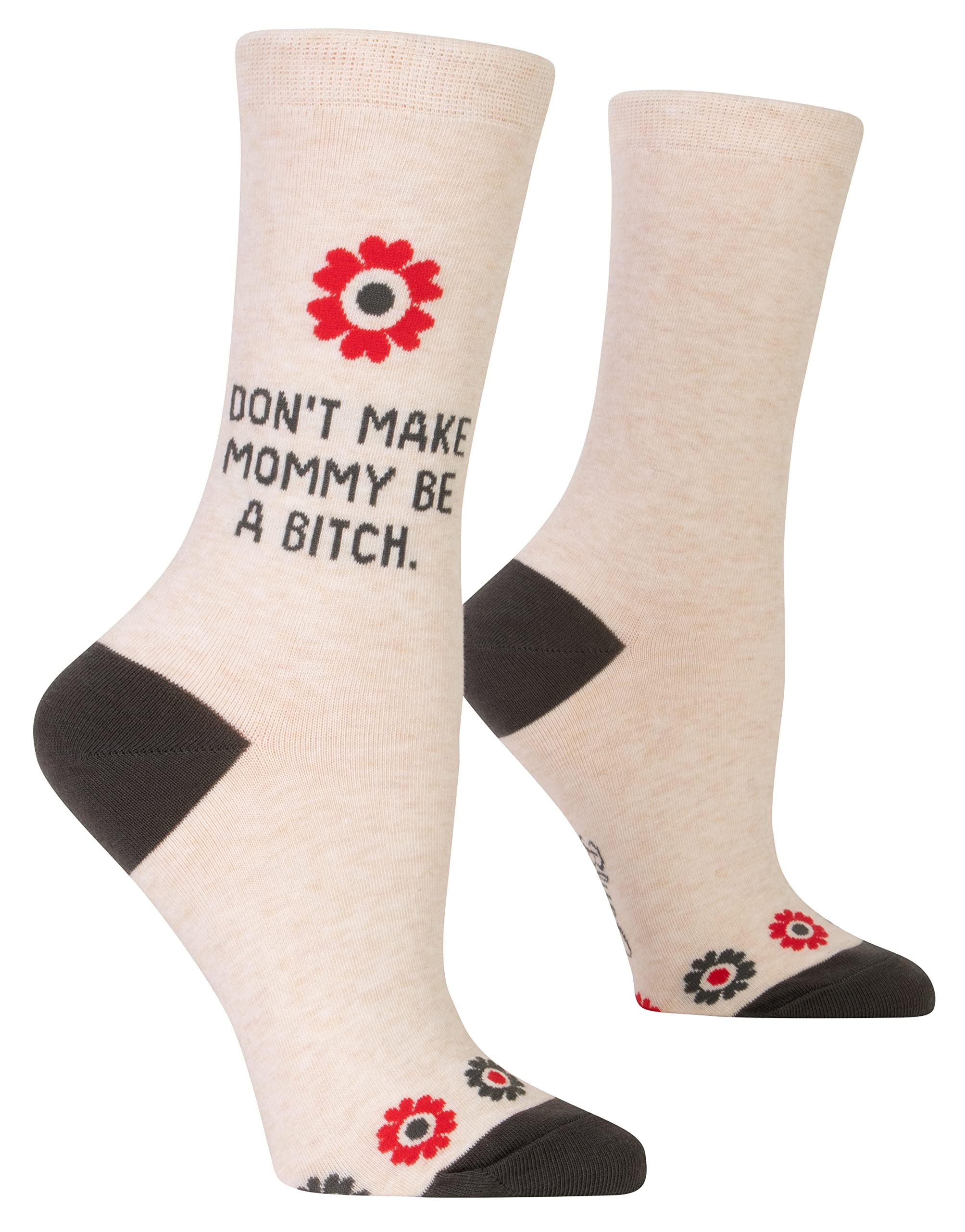 Blue Q Women's Funny Novelty Crazy Crew Socks with Sayings, Don't Make Mommy Be a , One size