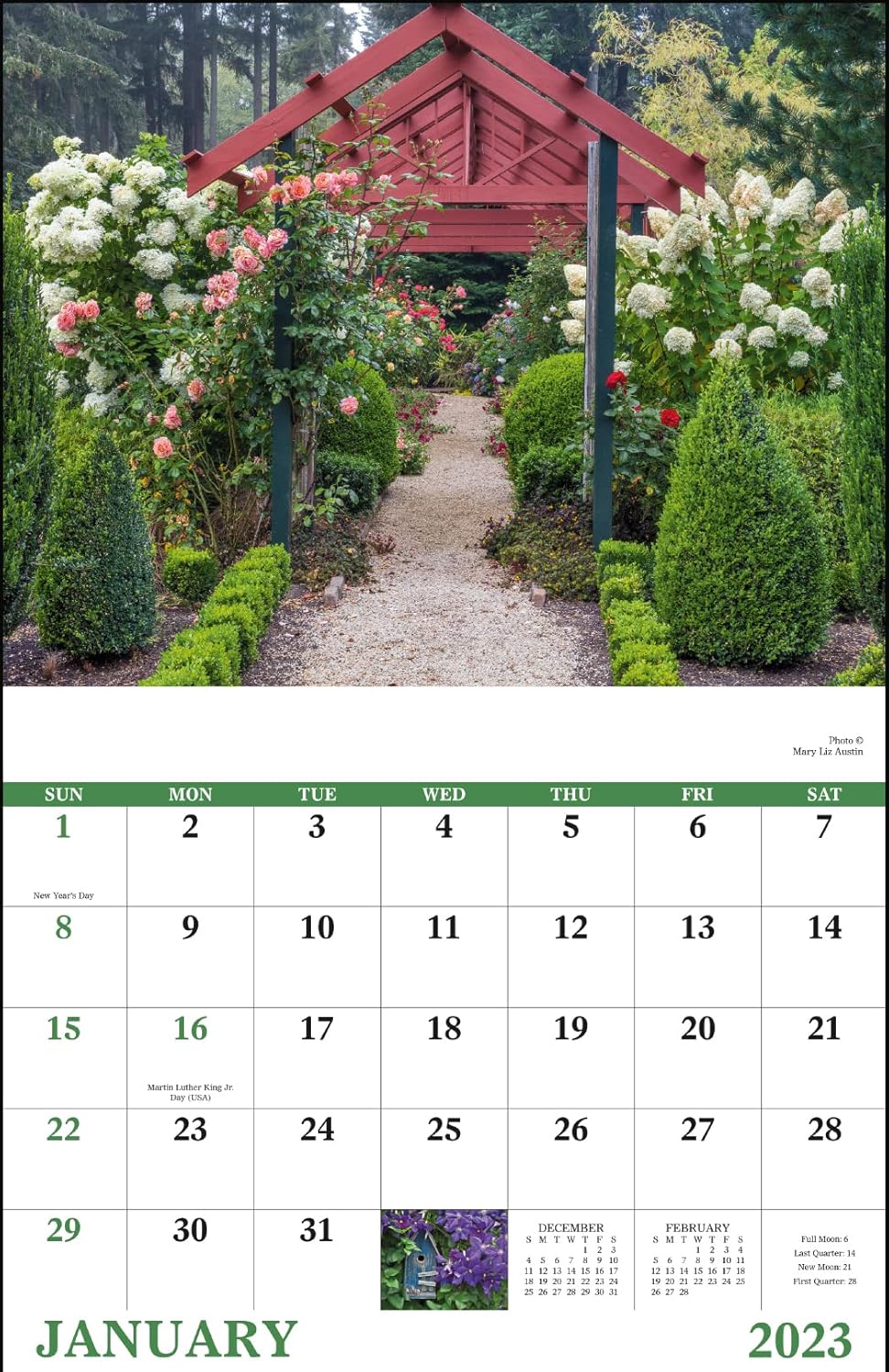Garden Walk Calendario de pared colgante 2023 de 19 x 11 pulgadas