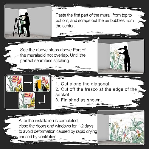 Miniatura 7 de Papel tapiz botánico tropical de hoja de plátano verde para sala de estar y dormitorio (papel tapiz para pared de habitacion) 108 x 75 pulgadas (no