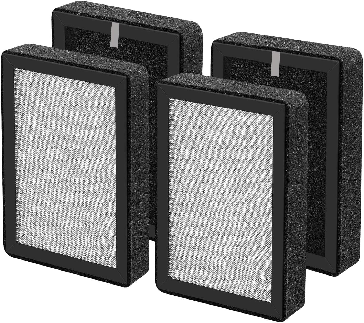 4 Pack LV-H128 Replacement Filter Compatible with LEVOIT LV-H128 / PUURVSAS (HM669A) / ROVACS (RV60) Air Purifier, 3-in-1 Replace Part #LV-H128-RF
