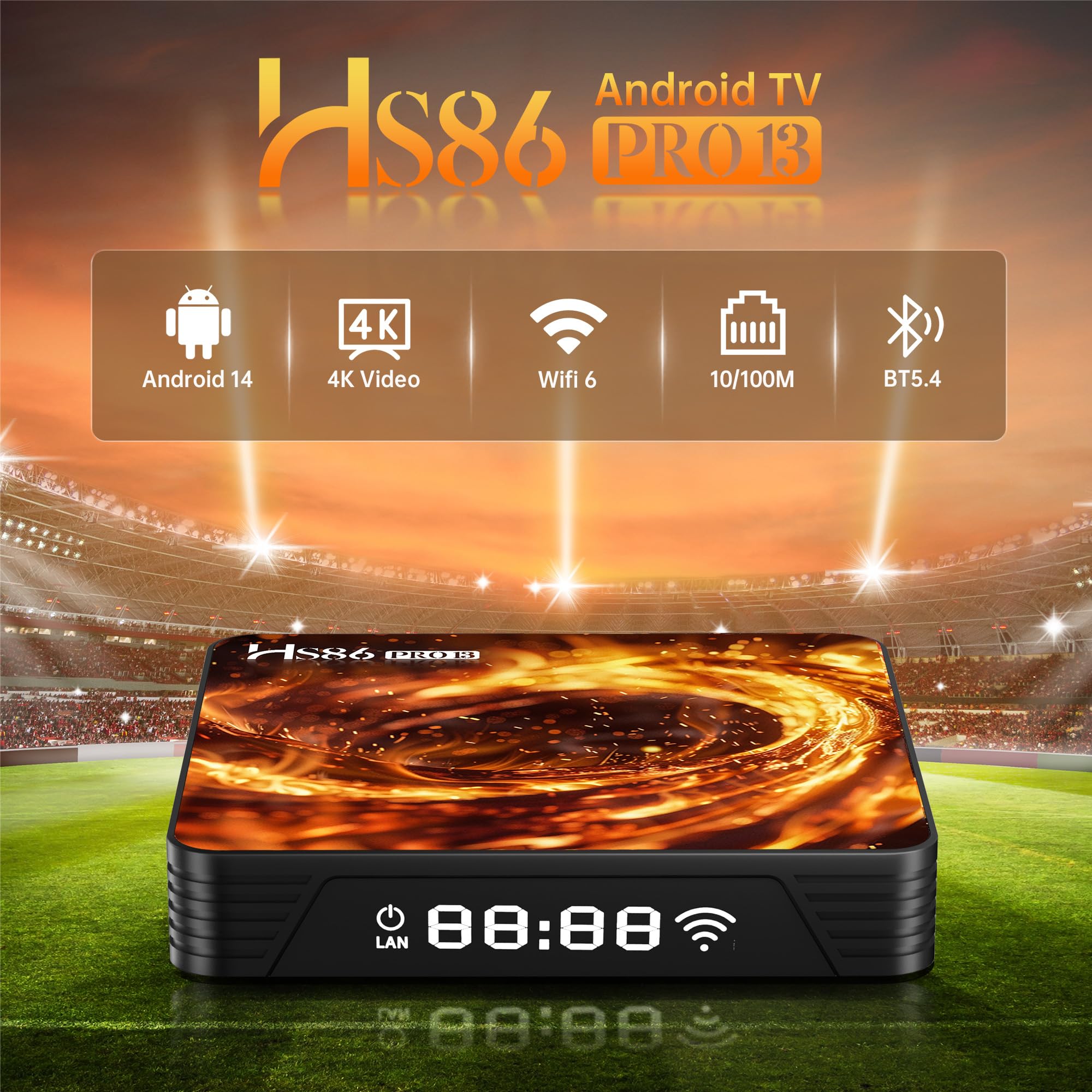 Android 14.0 TV Box,2026 Android Box 2GB 16GB RK3528 Quad-Core 64bit Cortex-A53 Mali 450 MP2 GPU,Smart TV Box Support 4K Bluetooth 5.4 Double Bande Wi-FI 10/100M Ethernet HD2.0 USB2.0 et USB3.0