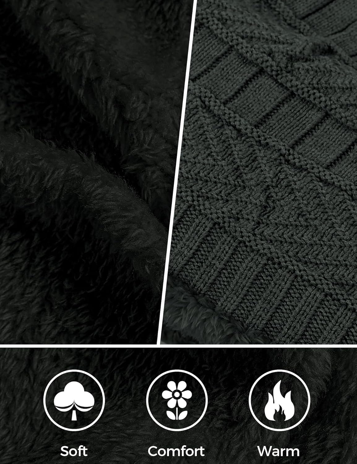 Beanie Hats for Men Women Neck Warmer Cold Weather Gear Men Gift Set for Winter Hat Neck Scarf Guys Face Mask Snow Suits - Image 5