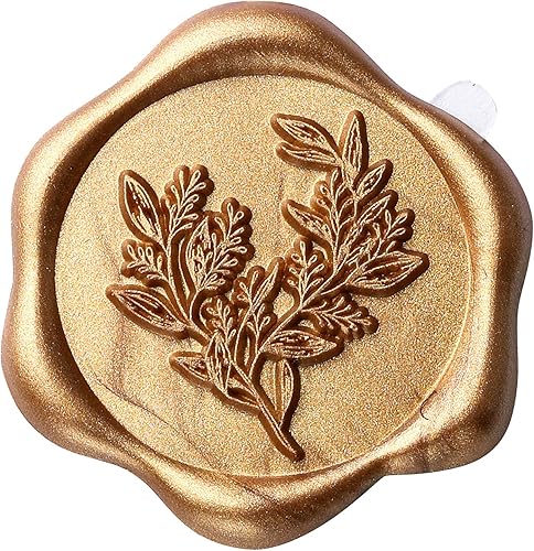 Yoption Calcomanías de sello de cera de eucalipto, paquete de 50 calcomanías autoadhesivas de oro antiguo para boda, fiesta, cumpleaños, Navidad