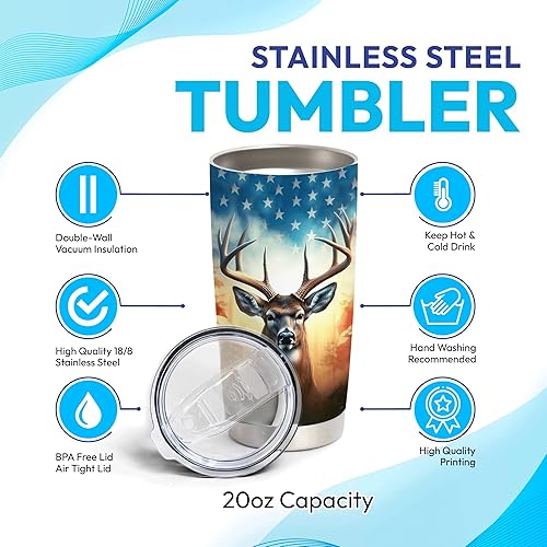 Vista 16 de Hyturtle Regalos personalizados de caza para hombres, vaso de caza de camuflaje de 20 onzas, taza de café de viaje de acero inoxidable, regalo