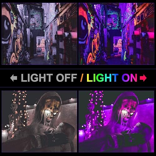 Miniatura 5 de Luz LED negra UV de 150 W, luz negra LED con enchufe (cable de alimentación de 10 pies), reflector ultravioleta con cinta brillante, iluminación de