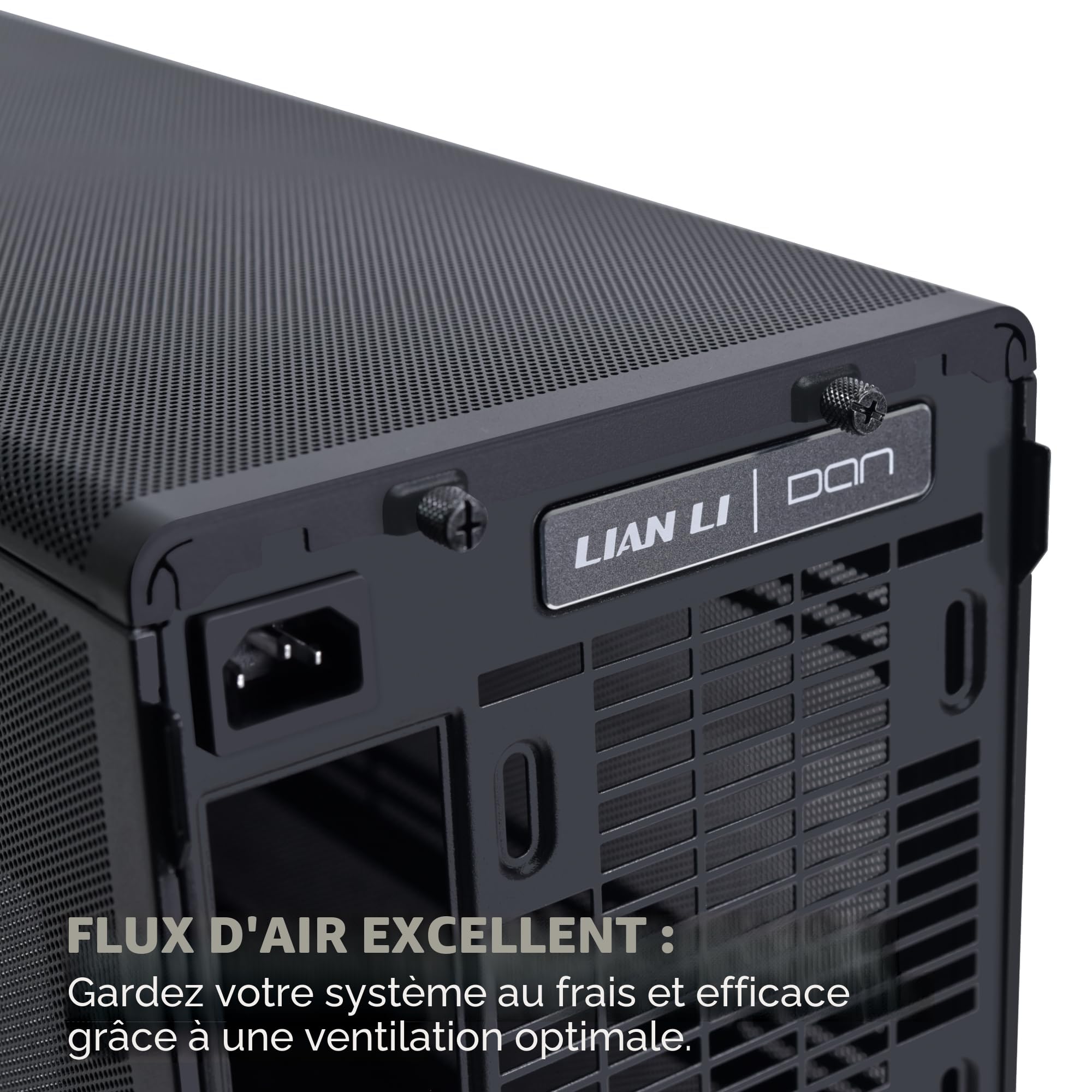 Boitier PC Lian Li DAN Cases A3-mATX, châssis Personnalisable, Espace de 415 mm pour la Carte Graphique, radiateur Jusqu’à 360 mm, Acier, Plastique, Noir