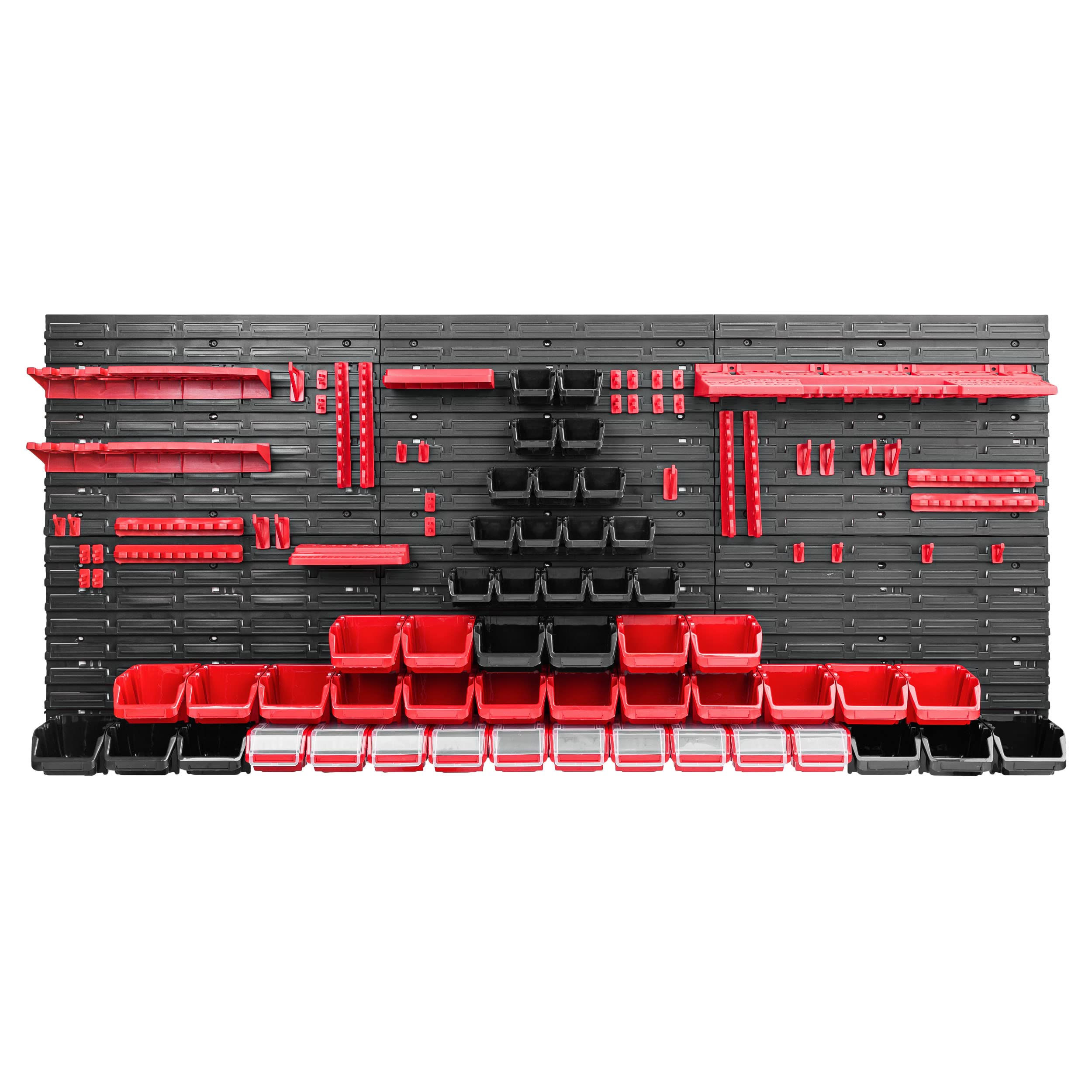 Sistema de almacenamiento para taller, 172 x 78 cm, 50 unidades, estantería de pared con soportes para herramientas y cajas apilables, placas de pared extrafuertes, estantería para herramientas,