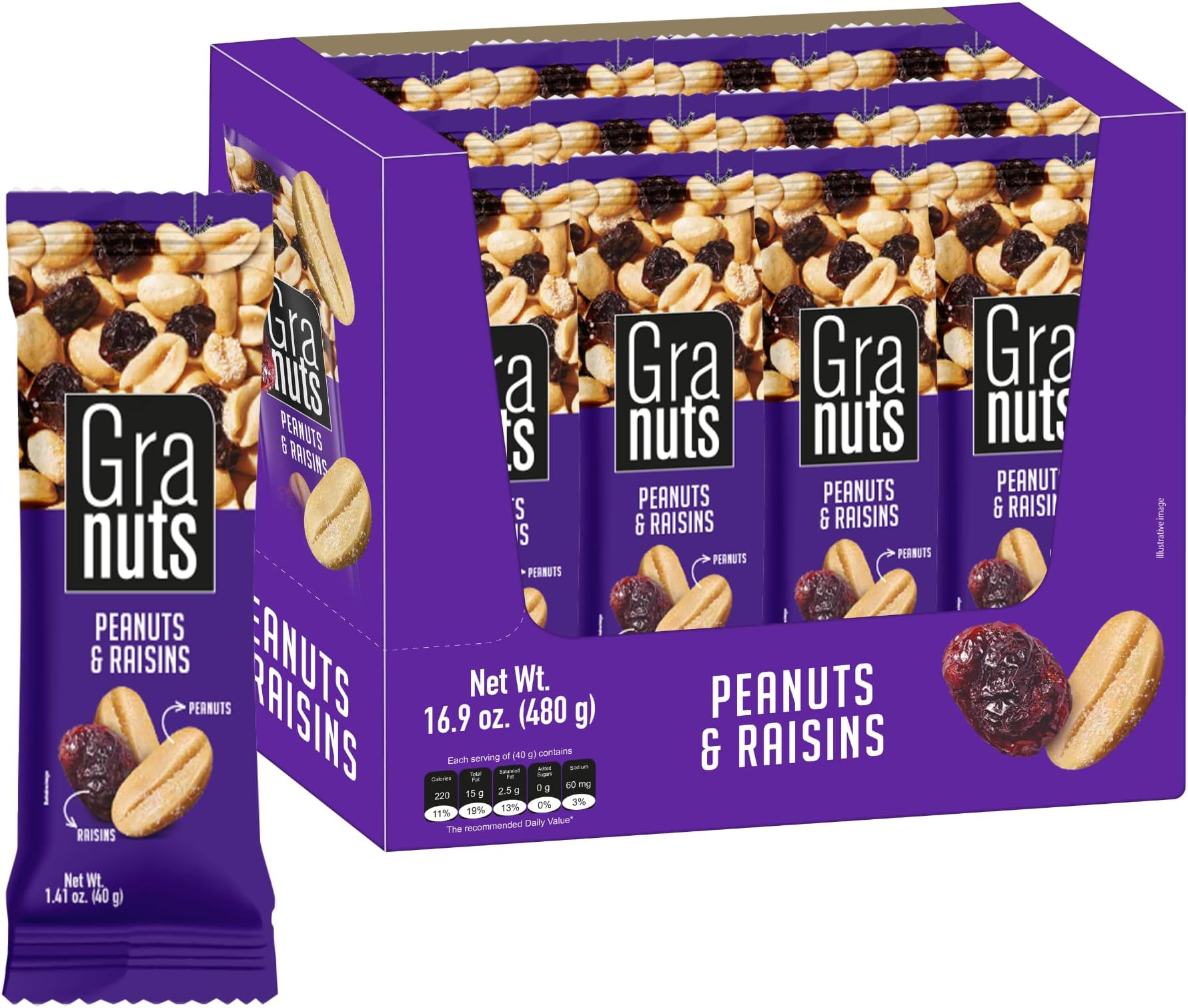 Peanuts and Raisins Snack Mix, 1.41 oz (12 Pack)