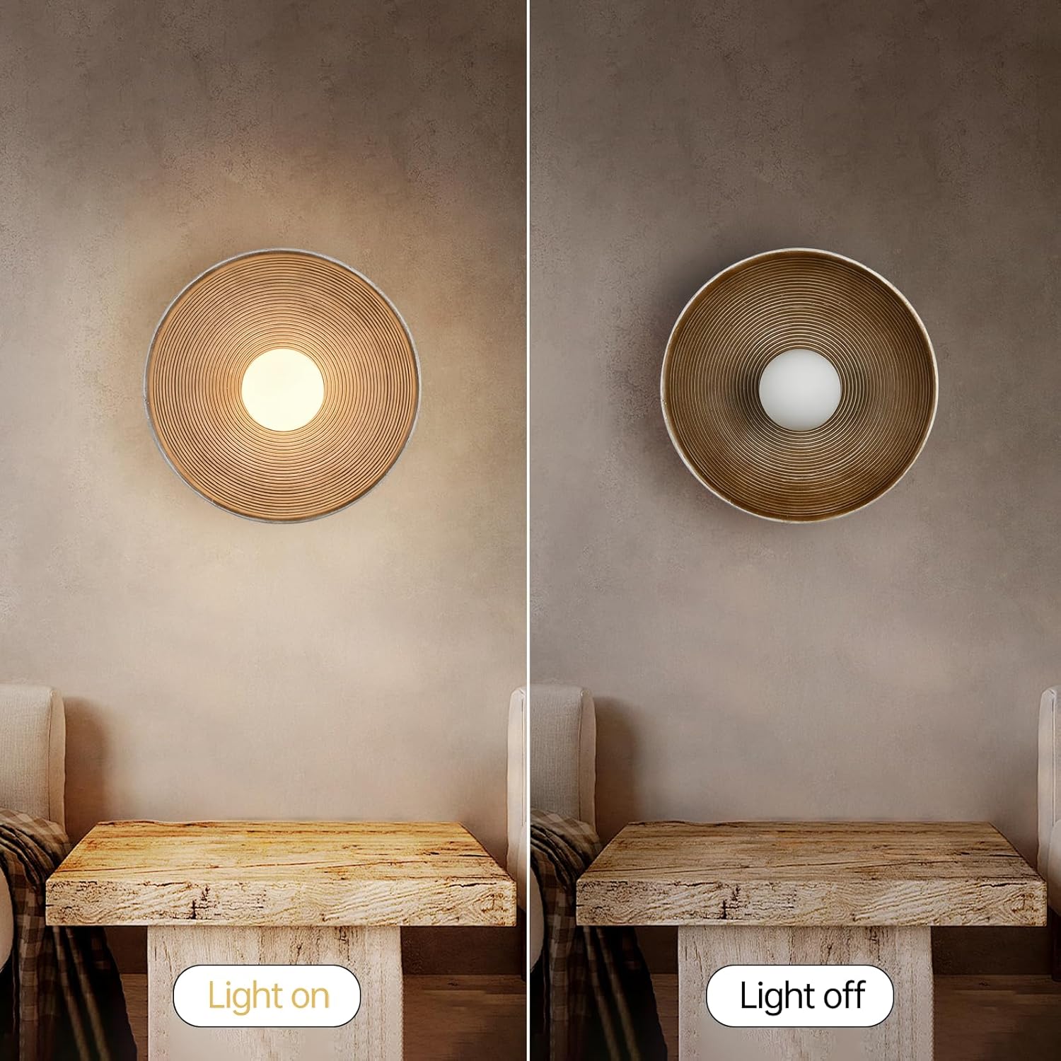 2 Pack Retro Japanese Wall Sconce, Wabi-Sabi Style Resin Wall Lamps G4 Warm Light Home Decor Wall Lights Bedside Art Wall Light Fixtures for Bedroom, Living Room, Dining Room