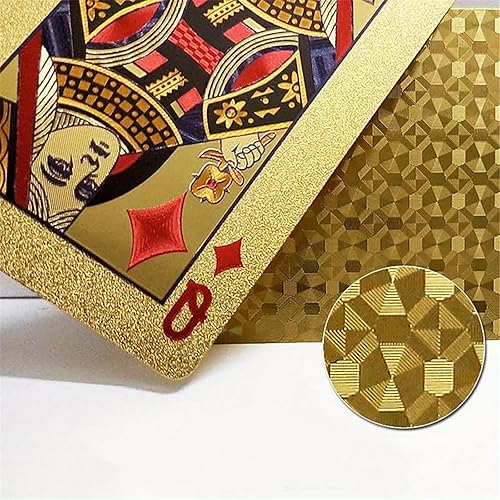 Miniatura 2 de SFALCI Baraja de cartas de papel de aluminio de oro de 24 quilates, perfecta para póquer, bromas prácticas y regalos de fiesta. Navidad, Halloween,