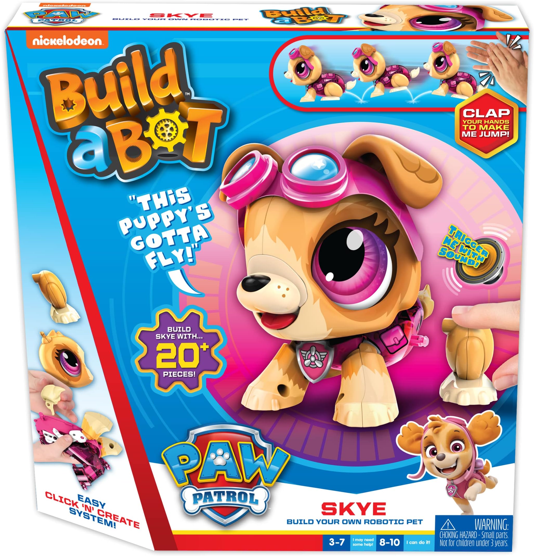 Build-a-Bot: Paw Patrol - Skye | Build Your Own Interactive Paw Patrol Characters | Easy Click 'n' Create System | 20+ Piece STEM Robot Kit for Kids | for Ages 3+