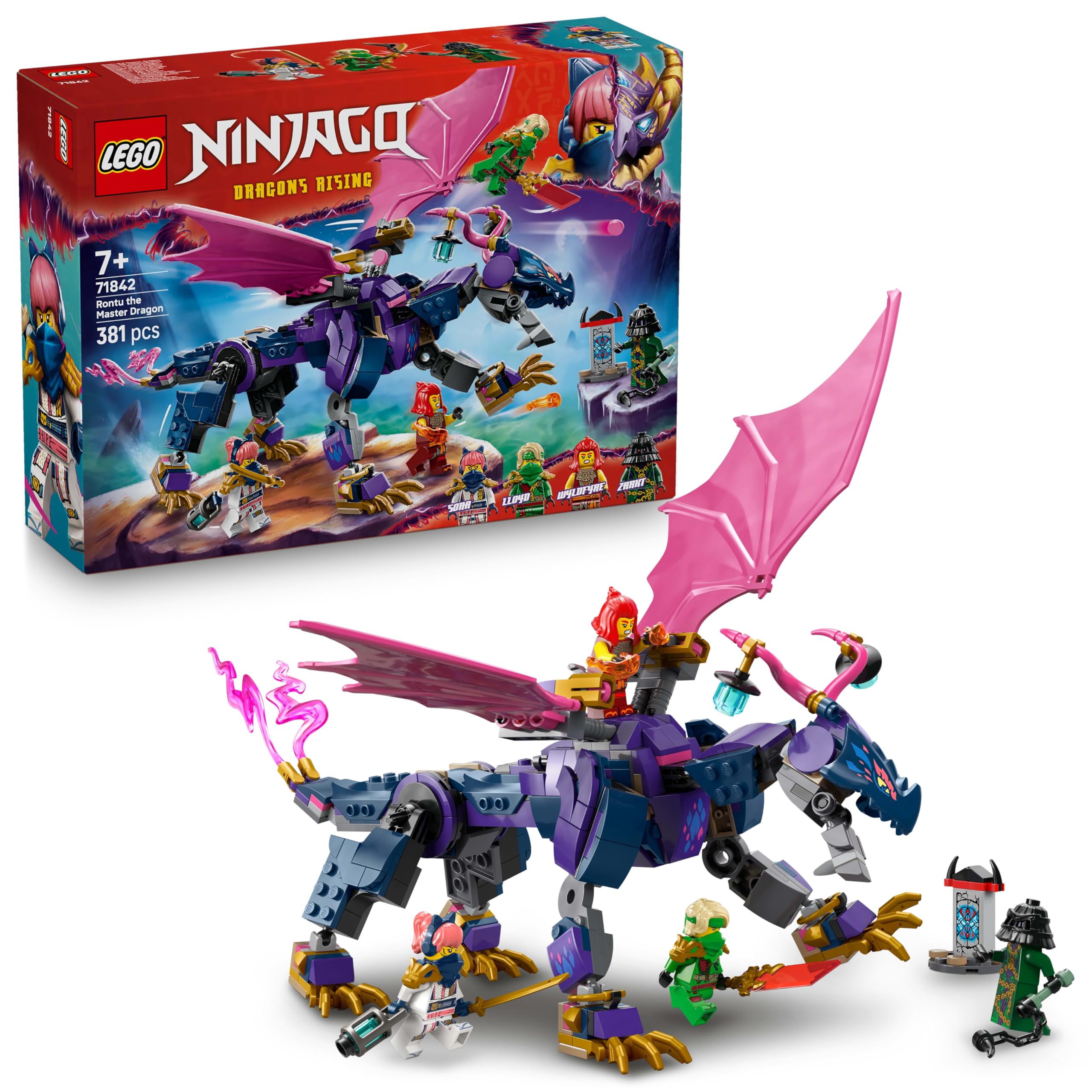 LEGO NINJAGO Smoczy mistrz Rontu, zestaw konstrukcyjny dla 7-latka, zabawka dla dziecka z czterema minifigurkami, w tym Lloydem, pomysł na prezent dla chłopca i dziewczynki, fana ninja i smoków 71842