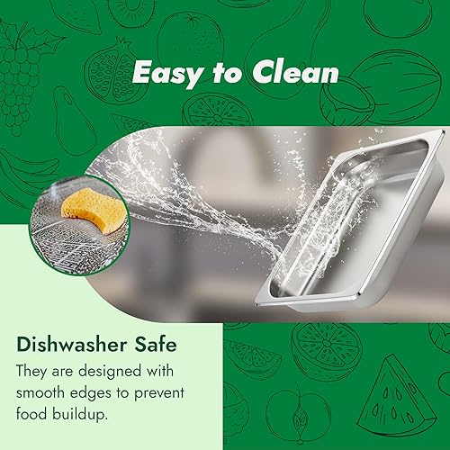 Miniatura 5 de HECMAC Paquete de 6 sartenes de hotel antiatascos, tamaño 12 de 2 12 pulgadas de profundidad, bandeja de acero inoxidable comercial para mesa de