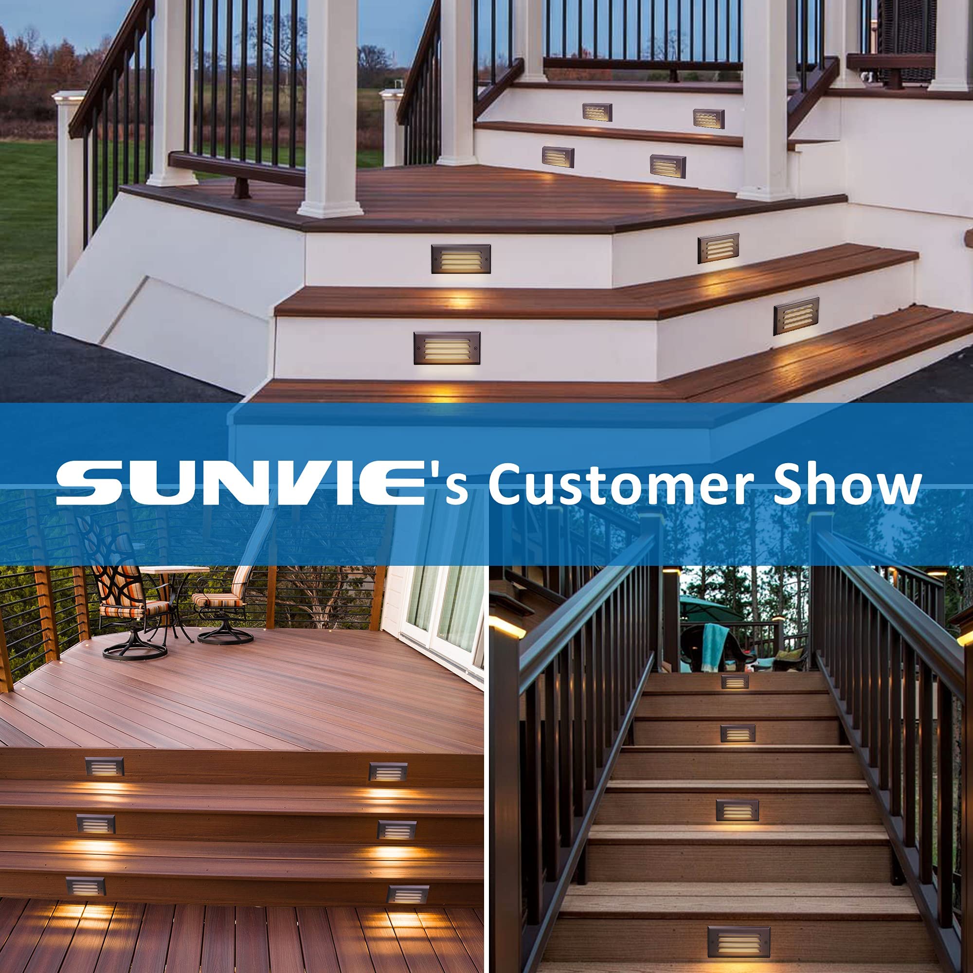 SUNVIE Low Voltage Step Lights Outdoor Stair Lights 5W LED Deck Lights