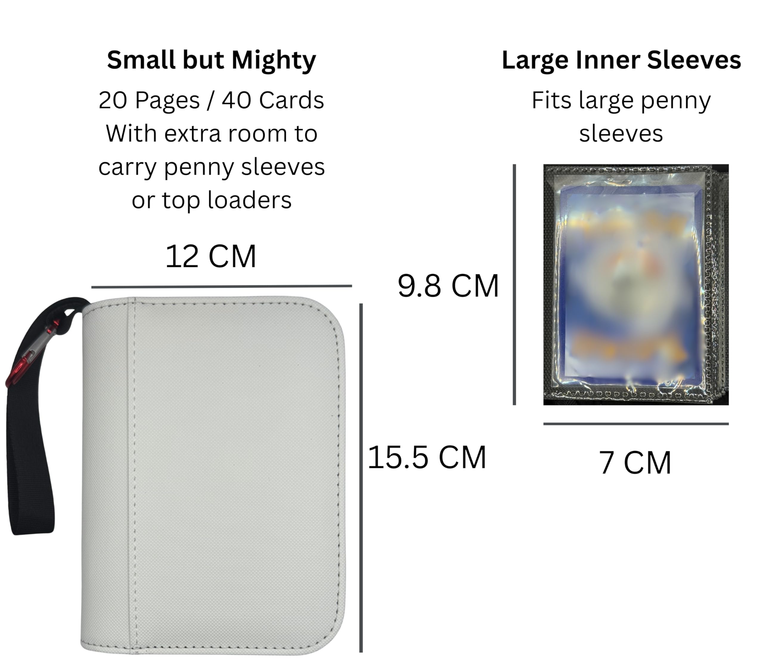 Splash 1 Pocket TCG Zipper Binder, 20 Side-Loading Pages, 40 Cards, for Collectibles, Sports, Trading Cards, White - 4