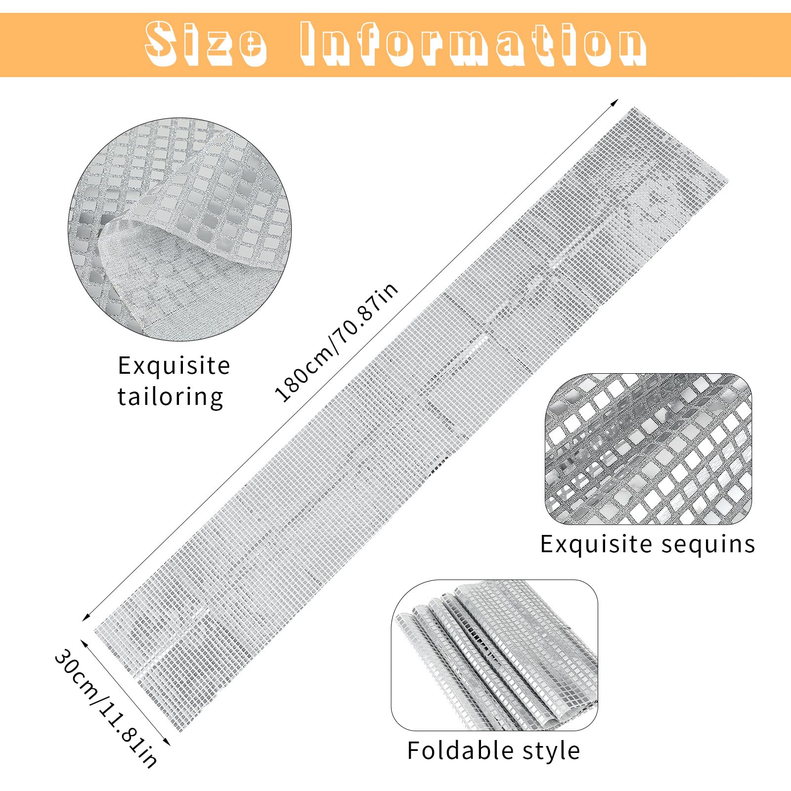 Disco Tischläufer Silber, 30 X 275 Cm – Glitzernd Für 70er/80er Partys