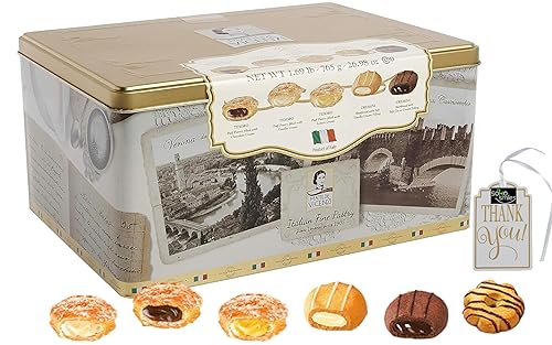 Surtido de galletas italianas de pastelería fina de Verona | Leche de chocolate con avellana, anacardos frambuesas, almendra, crema y relleno de