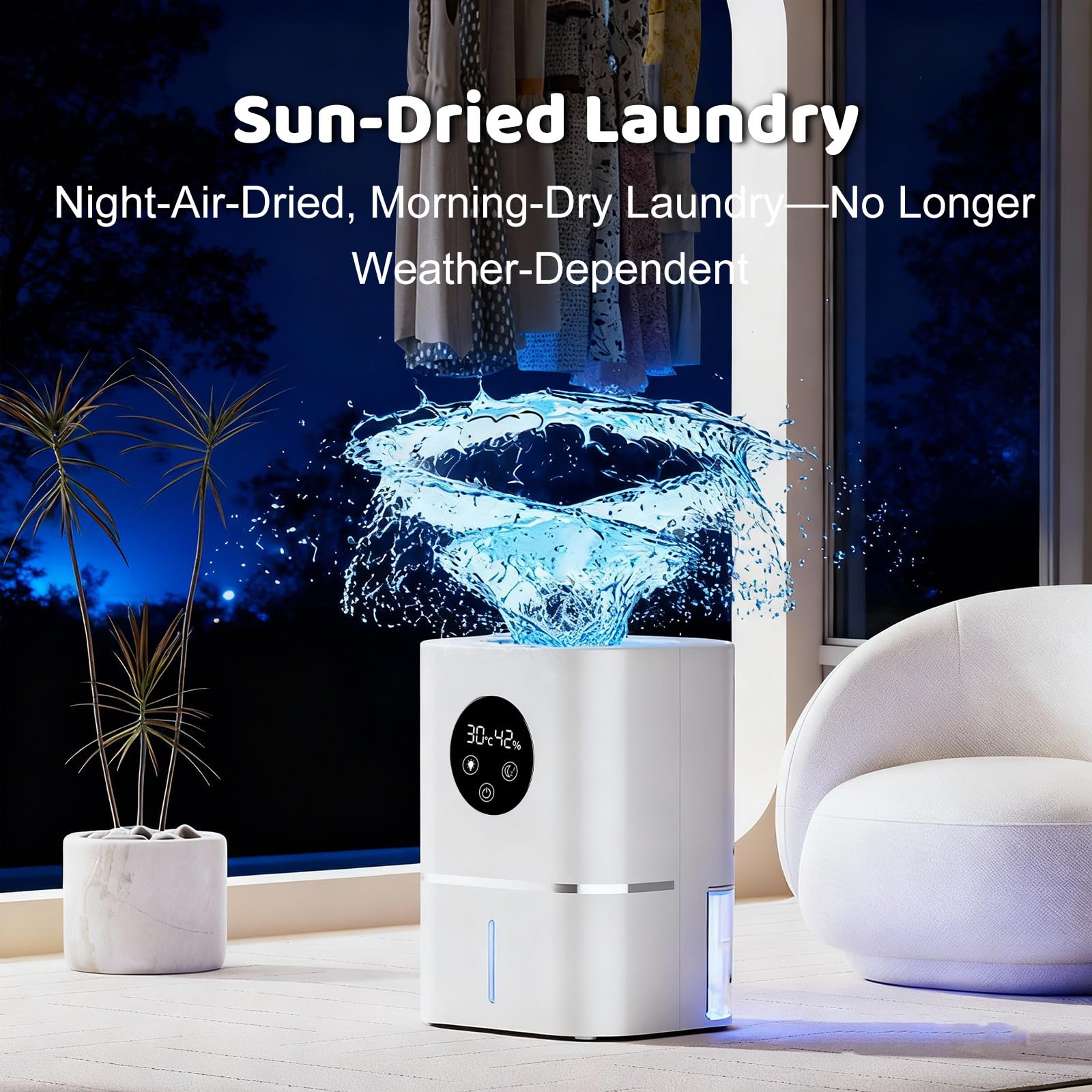 Deumidificatore, Deumidificatore Casa Silenzioso | Display LED Dell'umidimetro, Adatto per Spazi di Circa 5-30 m³Come Camere da Letto, Bagni e Ambienti Domestici