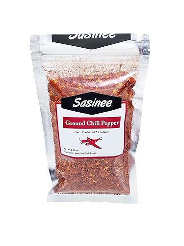 Sasinee Ground Thai Chile en polvo totalmente natural, sin OGM orgánico, ingredientes naturales ideales para cocina tailandesa y asiática (paquete