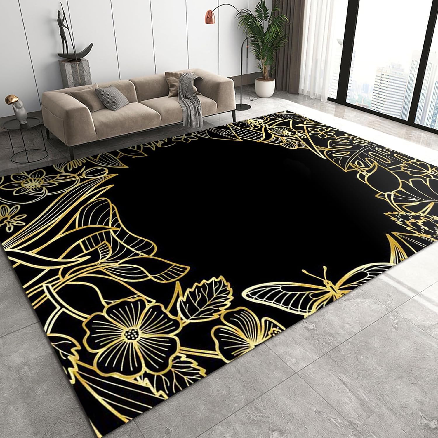 Tapis de salon 3D moelleux et design papillon grand confort