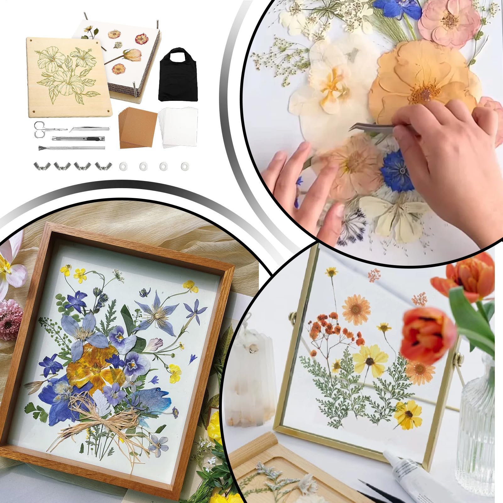 Genérico Kit de Flores Prensadas - Herramienta de Madera para Plantas Secas | Herramienta de Secado de 28x28 cm 10 Capas para Manualidades Adultos Niños Elaboración de Marcadores