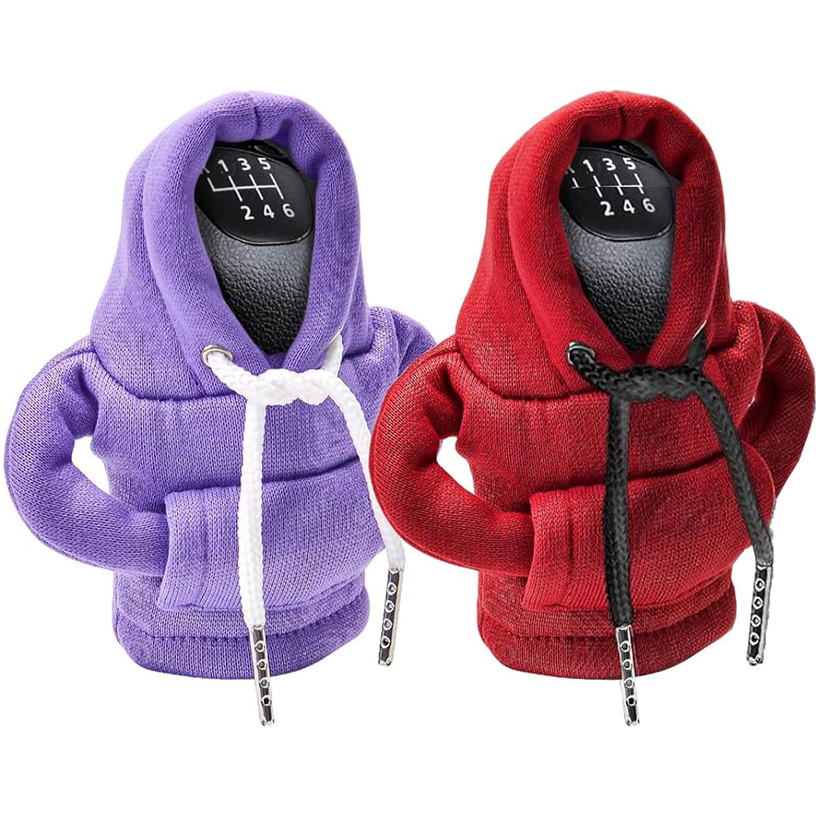 COLEESON 2Pcs Gear Stick Hoodie, Shift Knob Hoodie for Car, Gear Stick Cover Car Gear Shift Knob, Funny Car Accessories Hoodie for Gear Stick, Dress Your Knob up with Gear Shift Hoodie Covers (A)