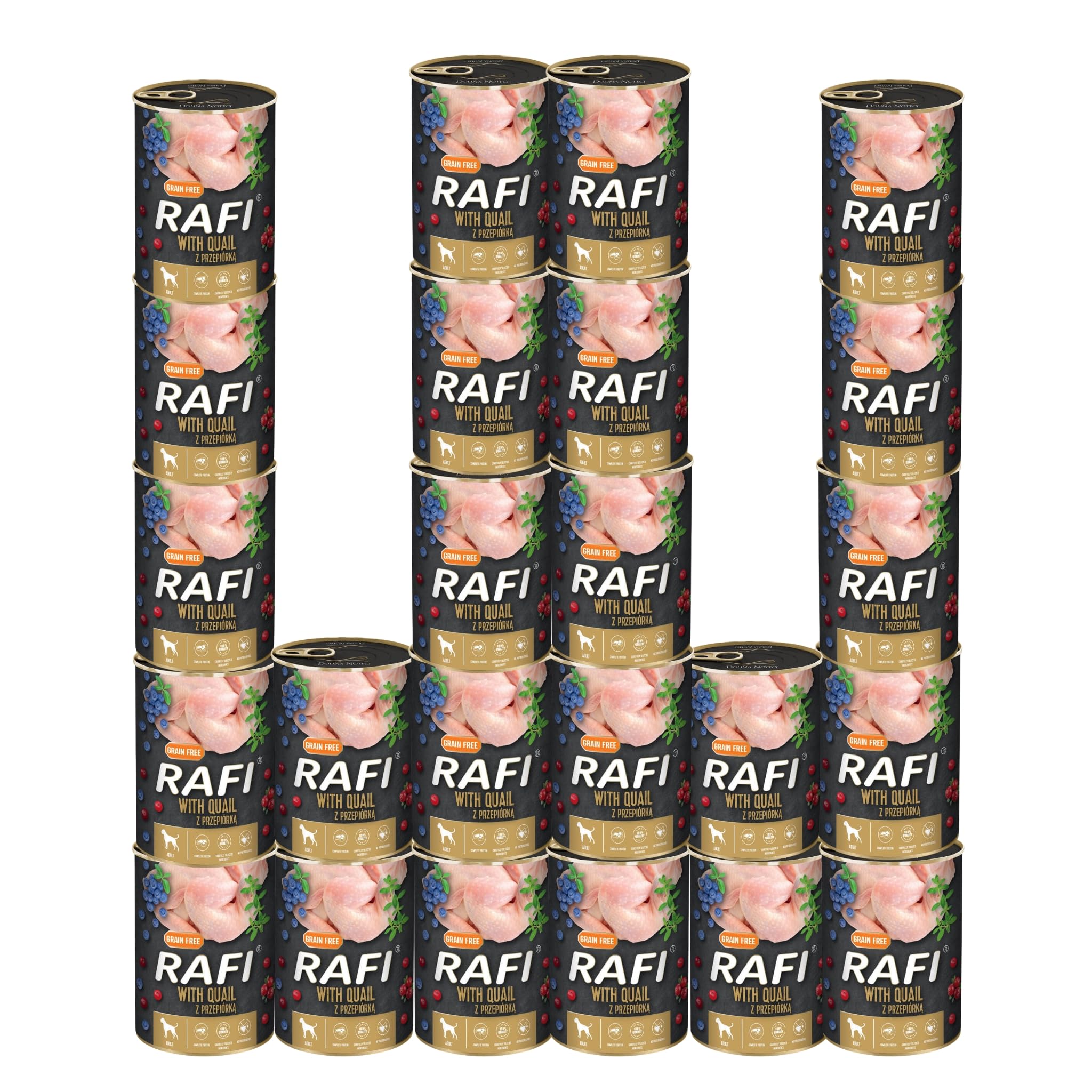Rafi Complete Adult Wet Dog Food, Quail, 24 x 400g Cans