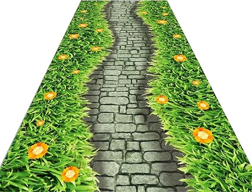 Alfombra de pasillo para pasillo, alfombra de pasillo verde, moderna, lavable, antideslizante, tapete largo para puerta de pasillo de cocina, tapete