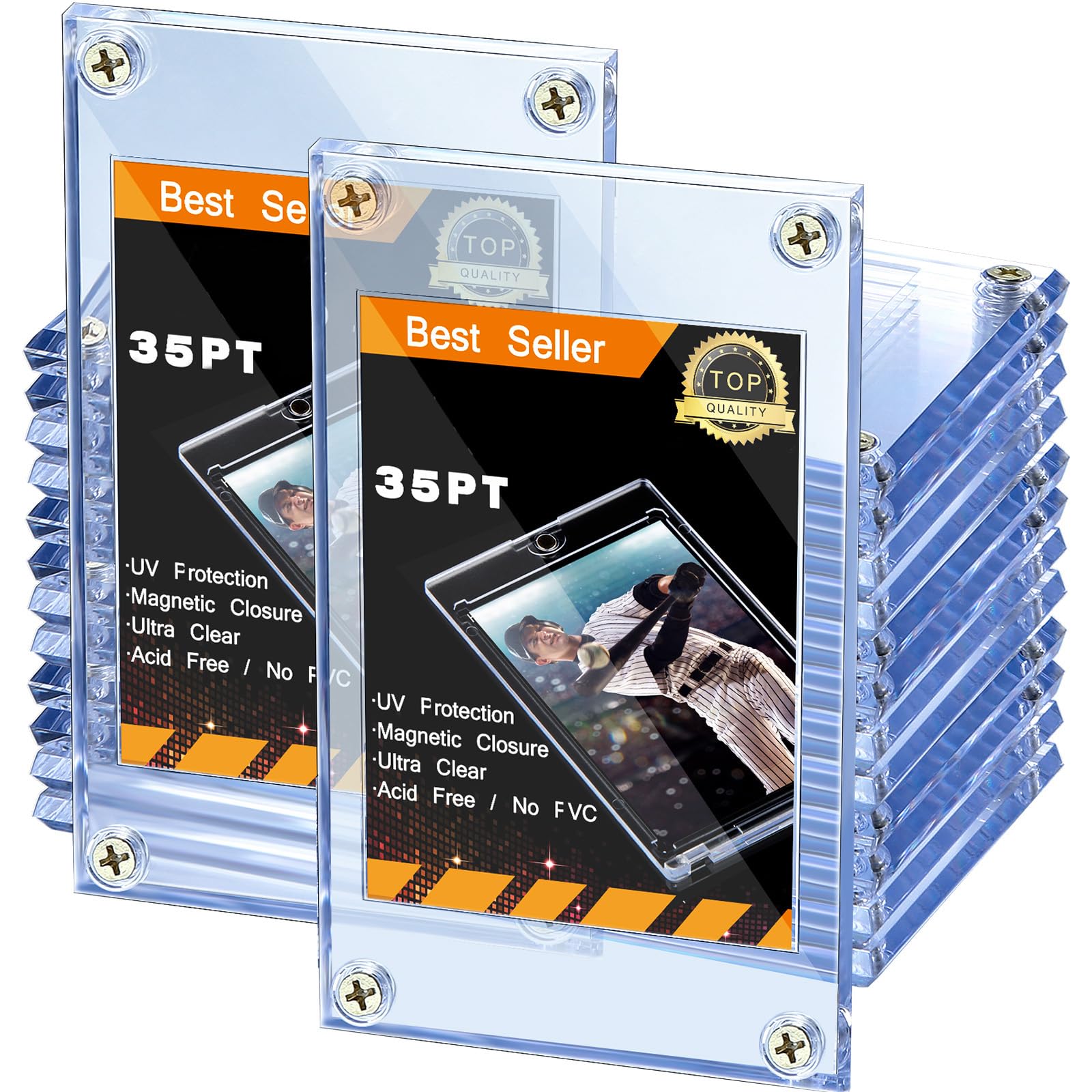 acrylic card sleeve Blue Summit Supplies Baseball Sleeves, 900 Pockets, Binder Sheets for Protecting Business Cards, Collector Card Sleeves, 100 Pack The strong magnetic card can be kept closed while still being easy to open and place the trading card in it 15 Pieces Acrylic Card Holder
