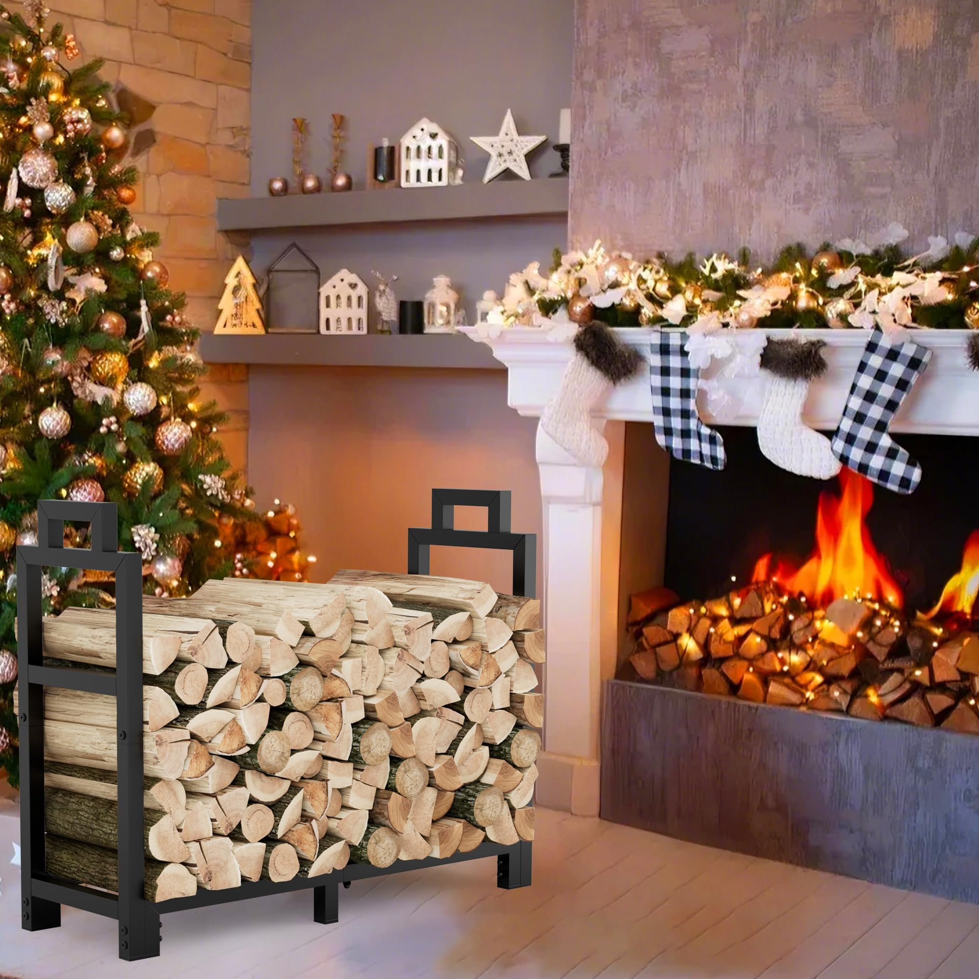 Firewood Holder Horse-Shaped Firewood Rack Indoor/Outdoor