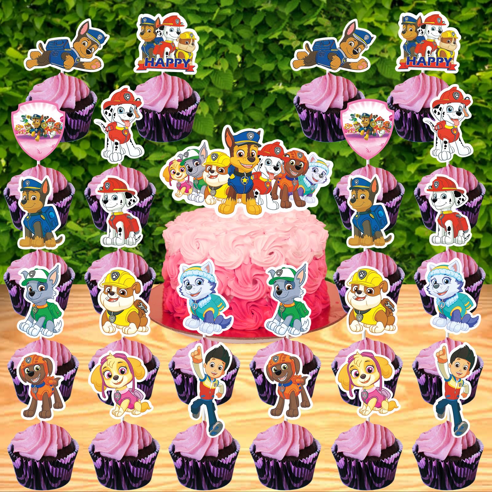 25 Pcs Cartoon Birthday Cake Toppers and Cupcake Toppers - Theme Party Decorations Supplies